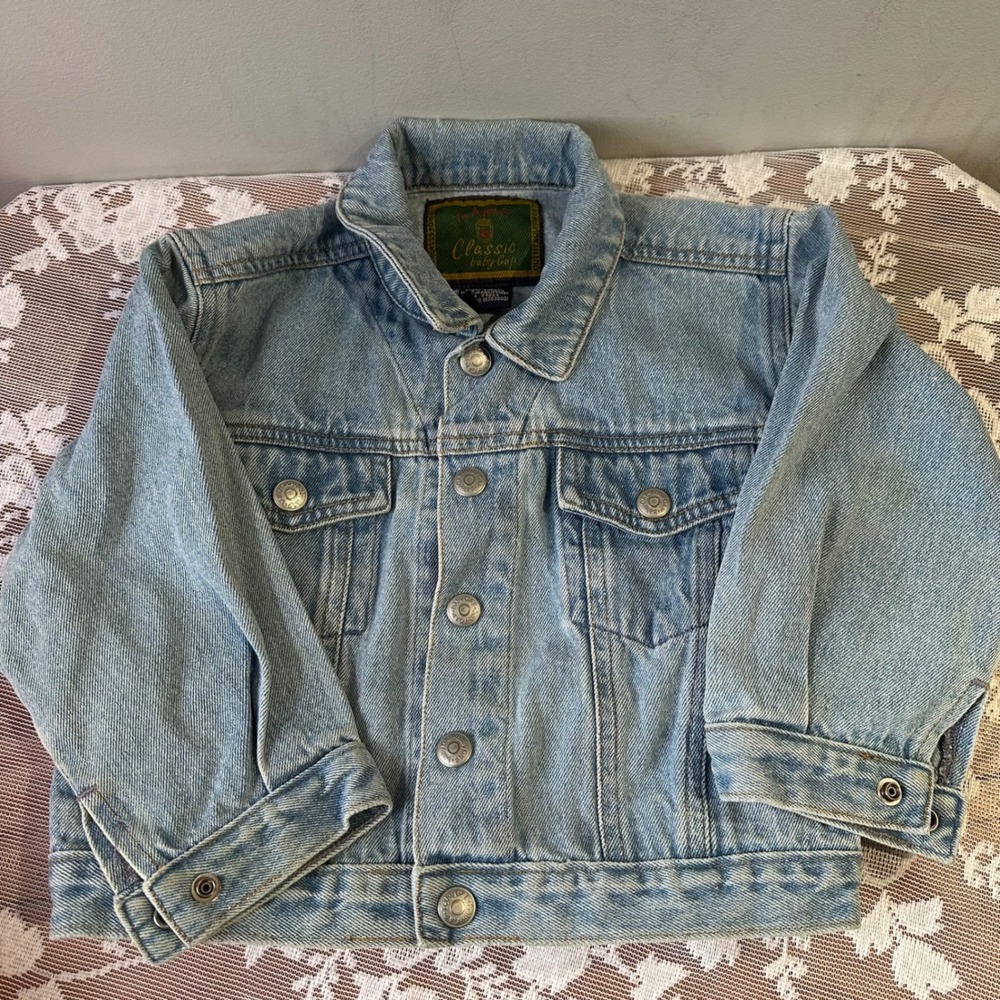 Vintage Classic Kids Denim Jacket Light‎ Wash Button Front Size 5